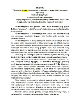 Tehnologiki prosesde awtomatikanyň dolandyryş ulgamynyň programma üpjünçiligi (Leksiýa)